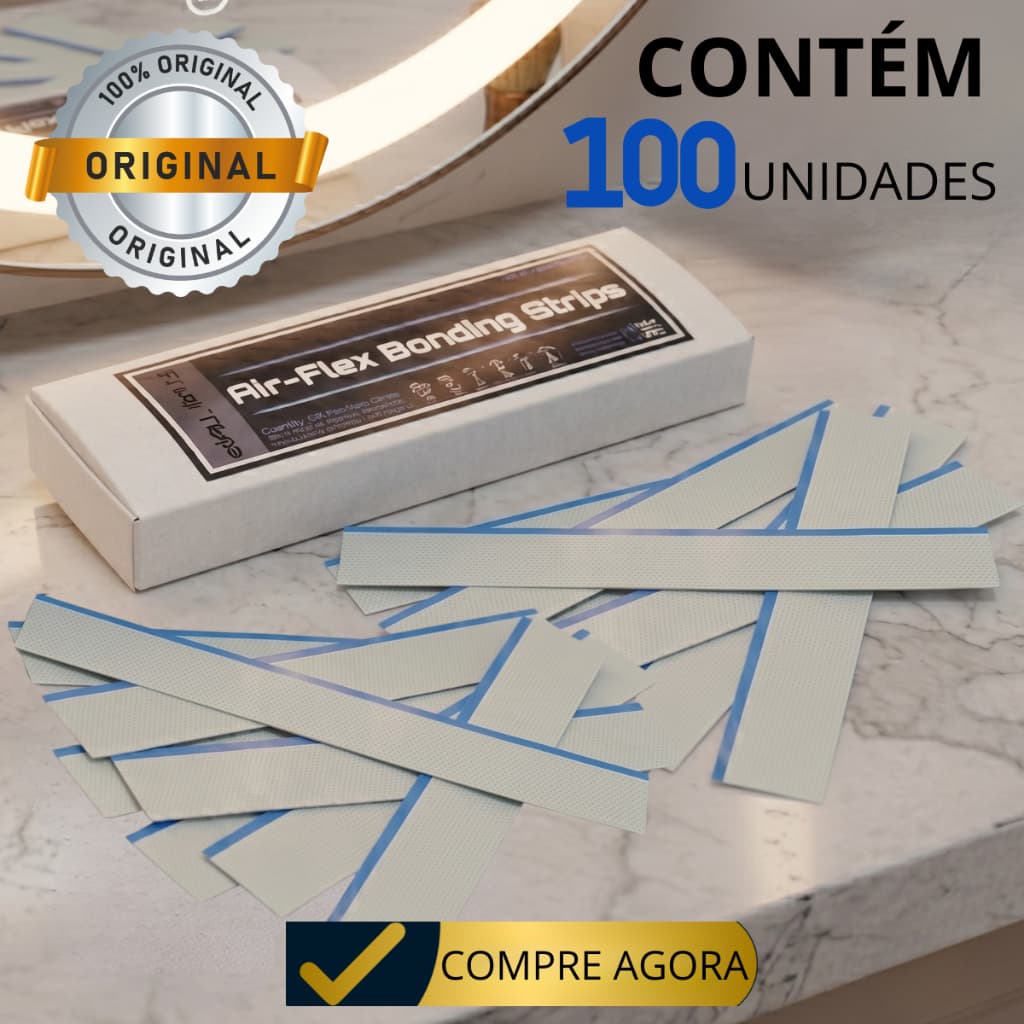 Fita Adesiva Air Flex 30 cm x 4.0 cm 100 Unidades Para Próteses Capilares E Perucas