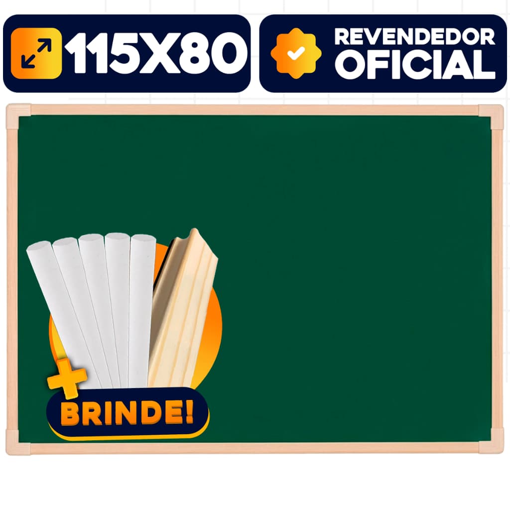 Lousa Verde Quadro Negro Escolar 120x90cm De Madeira + 10 Giz + Apagador