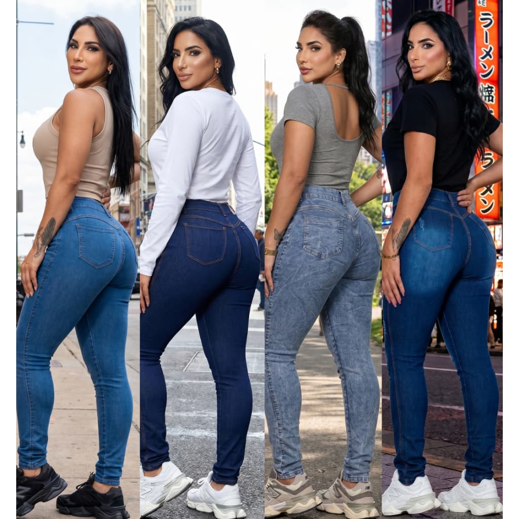 Calça Jeans Feminina com Lycla Cintura Alta Levanta Bumbum