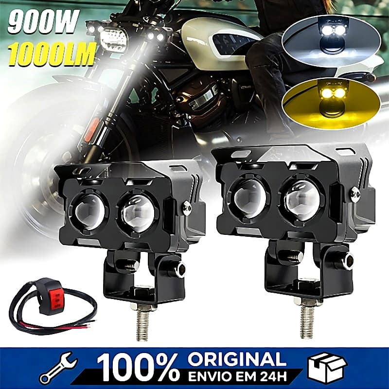 Par Farol De milha Moto Super Led 10000 Lumes Olho de Lente Auxiliar De Cor Dupla,2 LEDs
