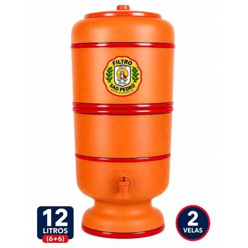 Filtro São Pedro 12 Litros 6+6 Água Pura C/ 2 Velas Tripla Ação