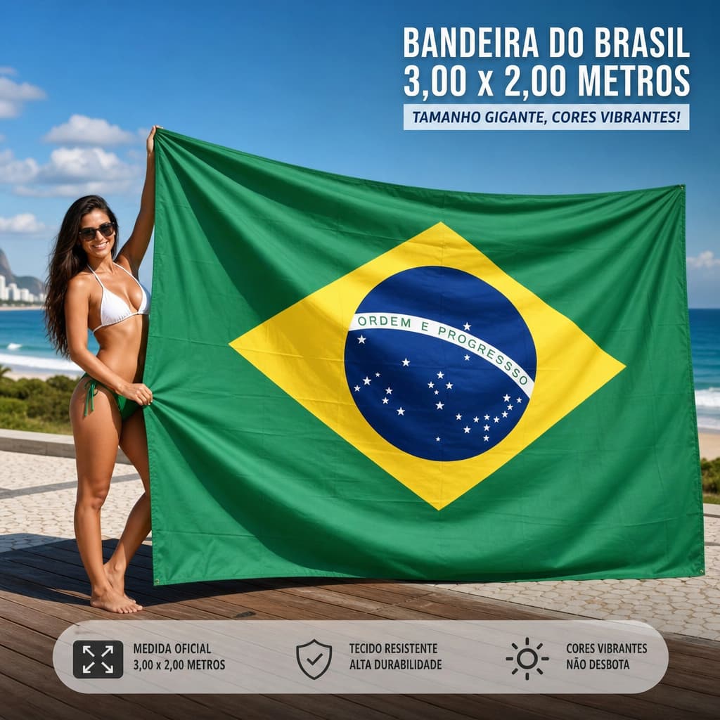 Bandeira Do Brasil Oficial 3x2 metros Tecido Gigante Super Reforçada Oficial Copa