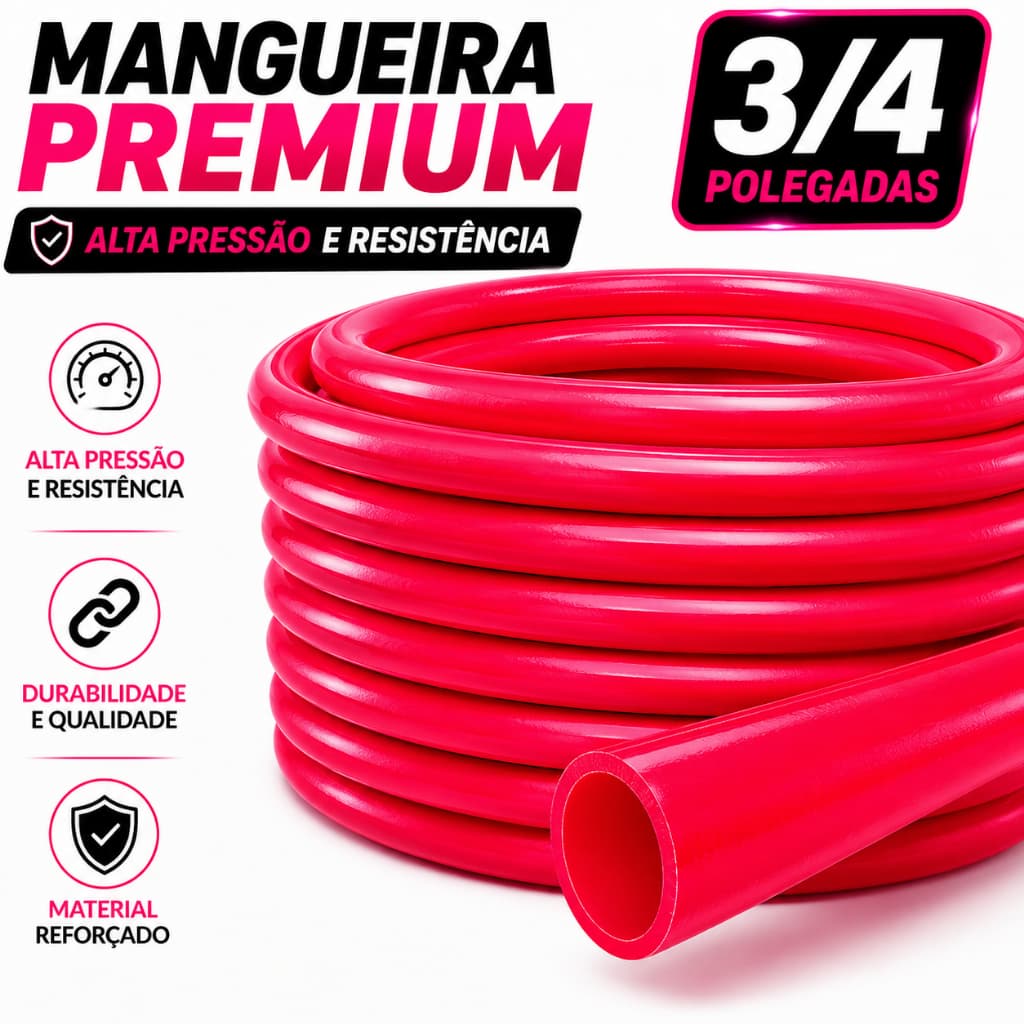 Mangueira 3/4 Reforçada Jardim Alta Pressão Flexível Irrigação 5m a 20m