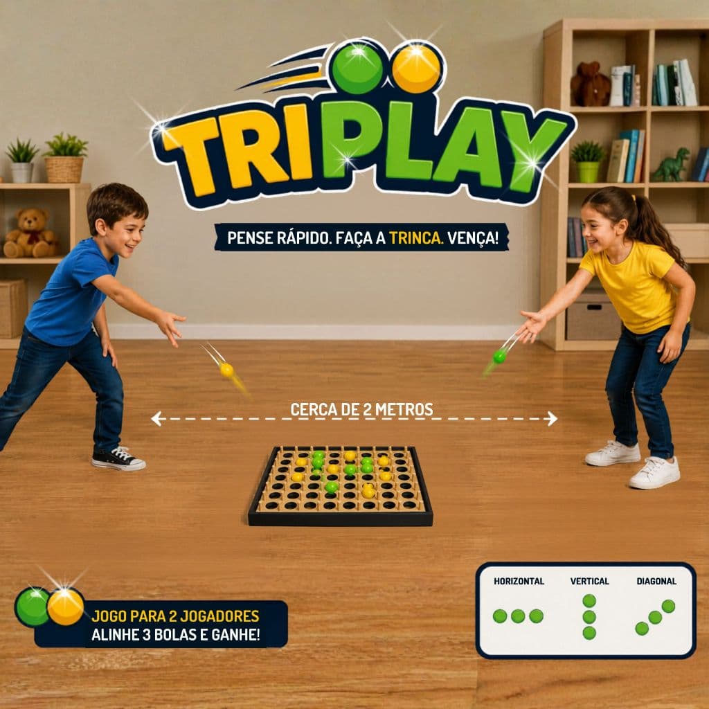 Jogo Tabuleiro Triplay- Alinhe 3 Bolinhas E Ganhe! Educativo