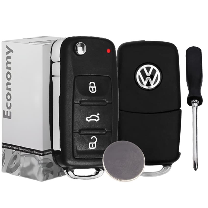 Capa Carcaça Chave Canivete Vw G6 Gol Fox Golf Polo Saveiro Kit Bateria + Chave de Fenda