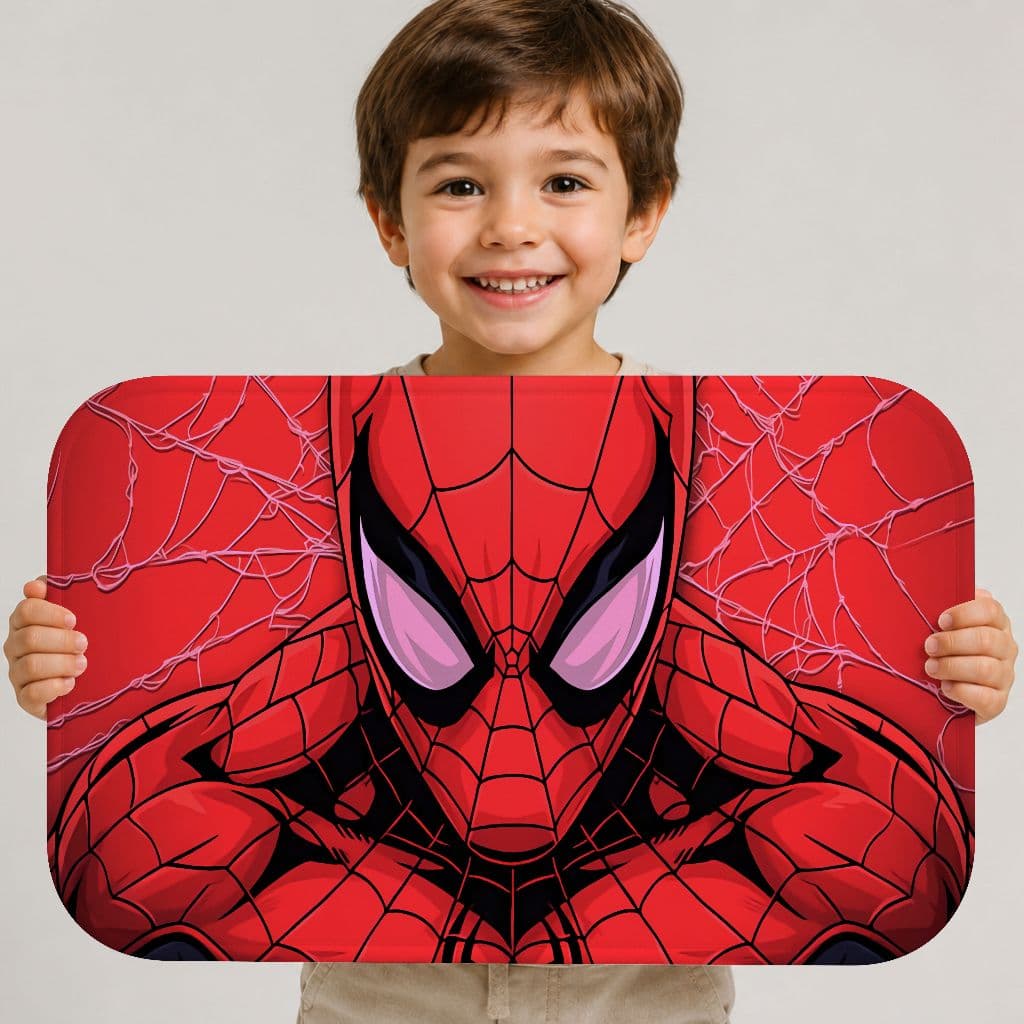Tapete Homem Aranha Infantil Antiderrapante 60x40 Macio Aveludado Lavável Decoração Quarto Qualidade
