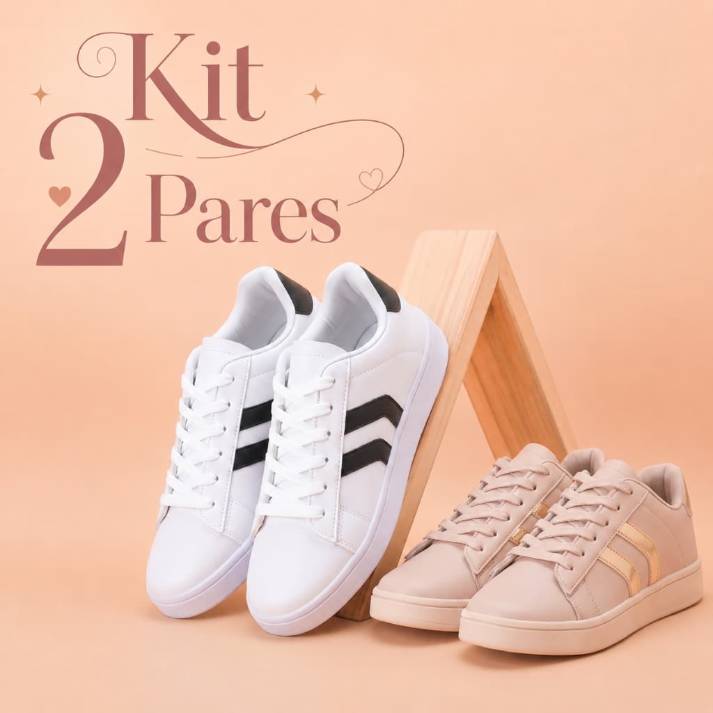 Kit 2 Pares Tênis Feminino Casual Delicado Macio Conforto Absoluto Dia A Dia
