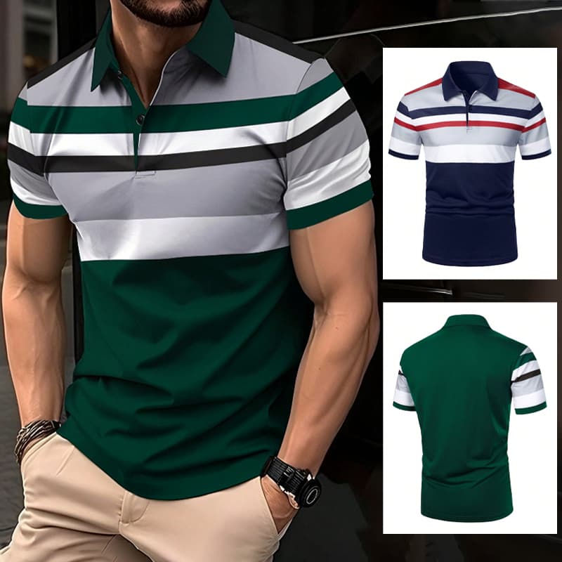 Camisa Polo Masculina Listrada com Gola e Botões Casual e Esportivo Ideal para Trabalho e Lazer