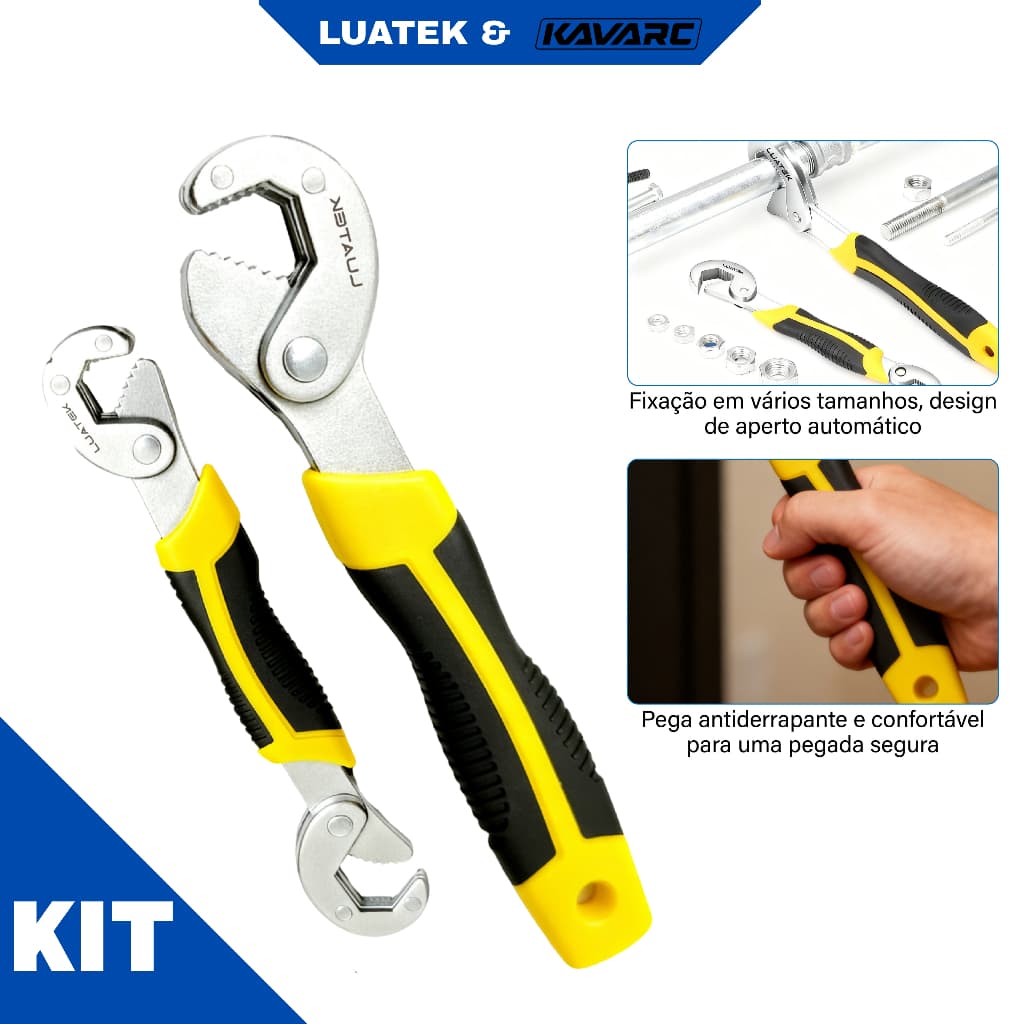 Kit 2 Chaves Inglesas Ajustáveis 6-33mm Universal para Parafusos e Porcas de Todos os Tamanhos