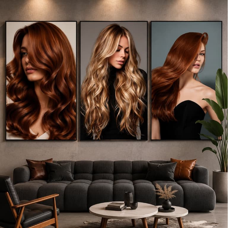 Kit Quadro Decorativo 3 Peças Salão de Beleza Cabelo Hair Mosaico