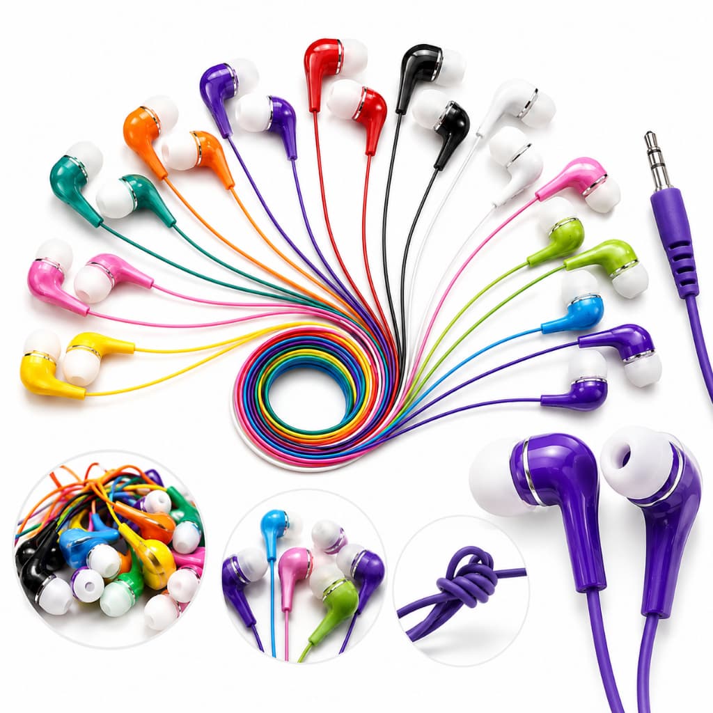 Fone de Ouvido Intra-Auricular Colorido com， FioÁudio Estéreo de Alta Qualidade