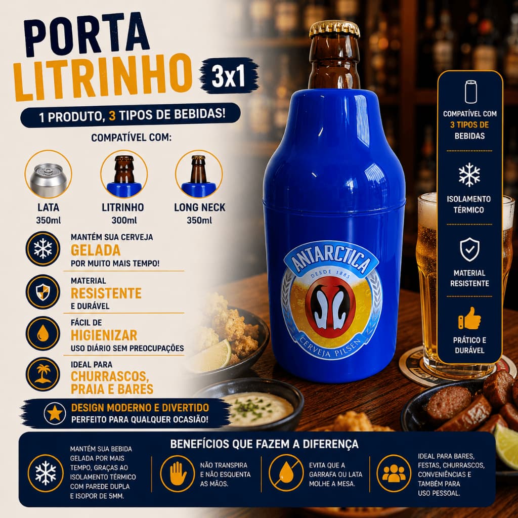 Porta Romarinho 300ml Garrafinha Térmico Suporte Lata Antártica Long Neck