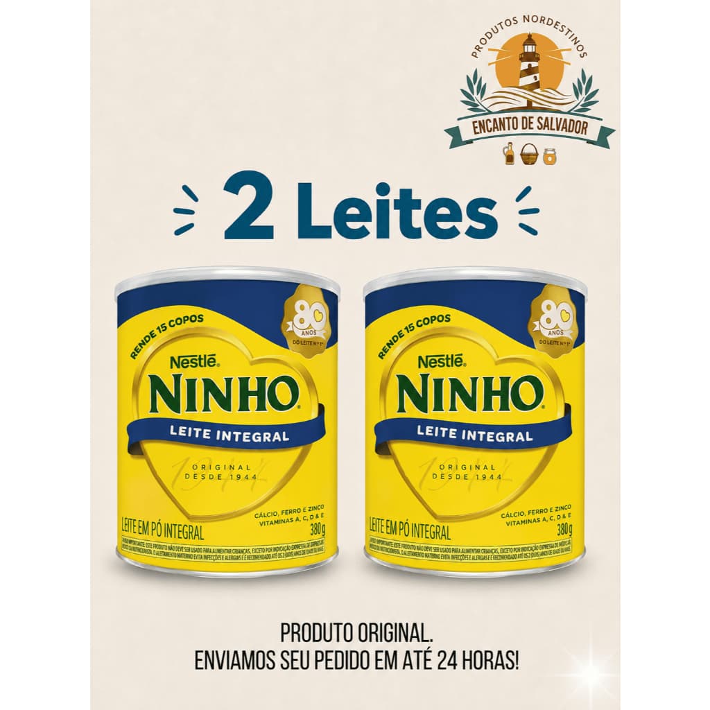 Kit 2 Leites Ninho Integral 380g cada Original Nestlé Leite em Pó