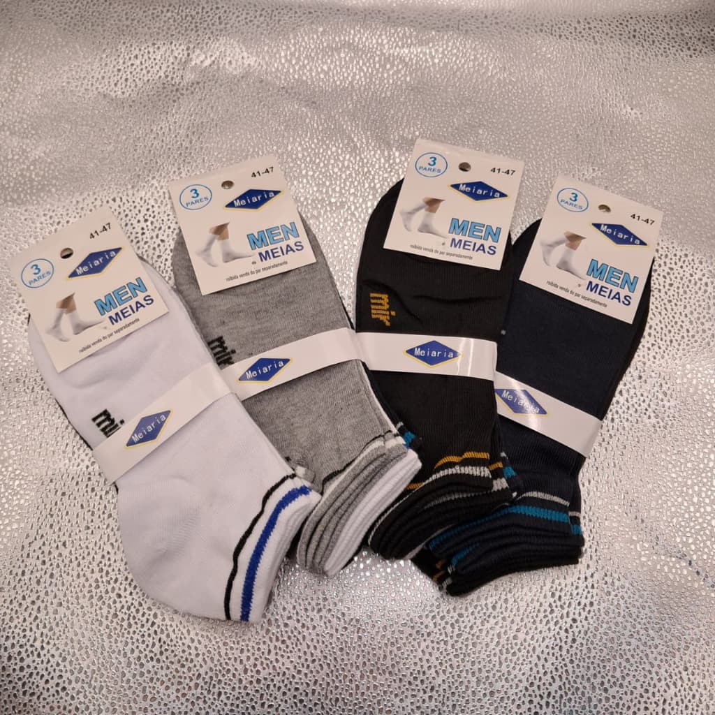 Meia masculina kit 3 meia