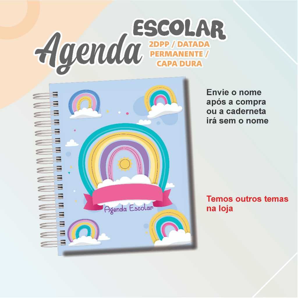 Caderno Escolar Capa Dura | Envie Seu Nome para Personalizar