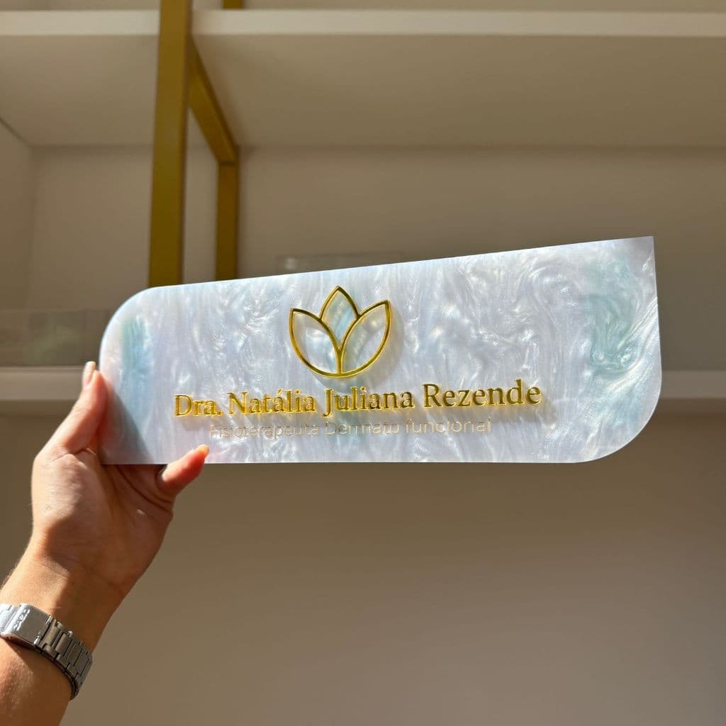 Placa Wave de identificação de porta personalizada em acrílico COM APLIQUE