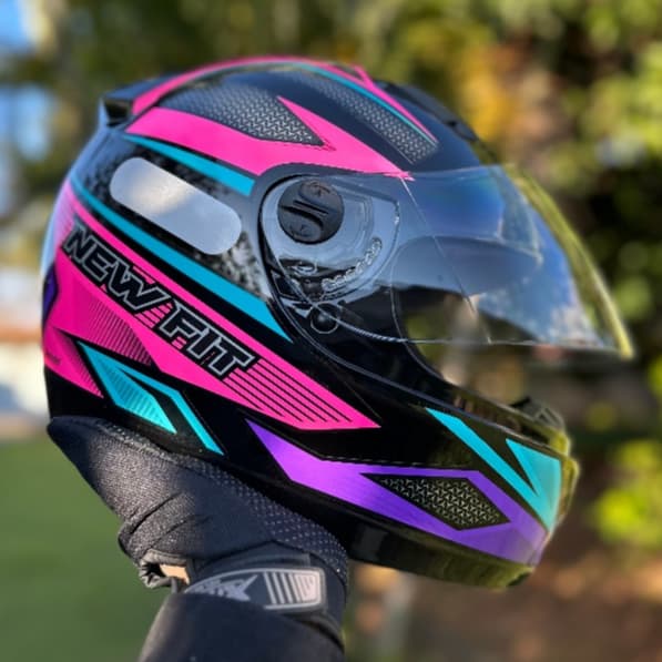 CAPACETE EBF NEW FIT ROVER PRETO ROSA LILÁS TIFFANY FECHADO SPEED + CHAVEIRO BRINDE EXCLUSIVO