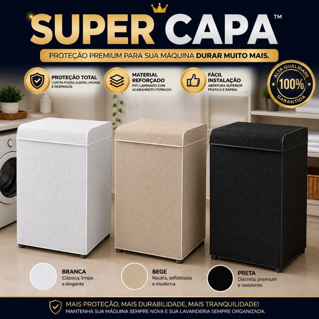 Capa Máquina Lavar Impermeável Forrada Zíper 6kg 7kg 8kg 9kg 11kg 12kg a 17kg Electrolux Brastemp Consul Colormaq