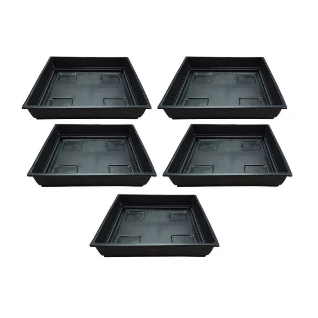 Kit Pratos Quadrados 17x17cm p/ Vasos de Plantas Prato Preto Quadrado Coletor de Água de Vaso Cultivo Indoor Grow Estufa