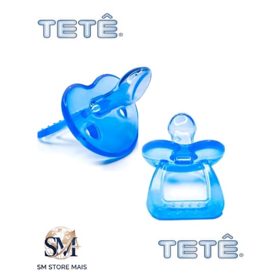 Chupeta Comfort Ortodôntica 100% Silicone Tetê Com Mordedor Tamanho 2 Azul Kit 2 Unidades