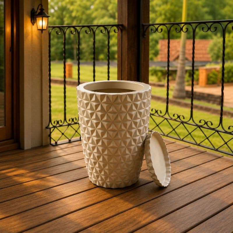 Vaso Coluna Redonda Diamante P 42cm | Vaso para Plantas Decorativo em Polietileno | Jardim e Decoração