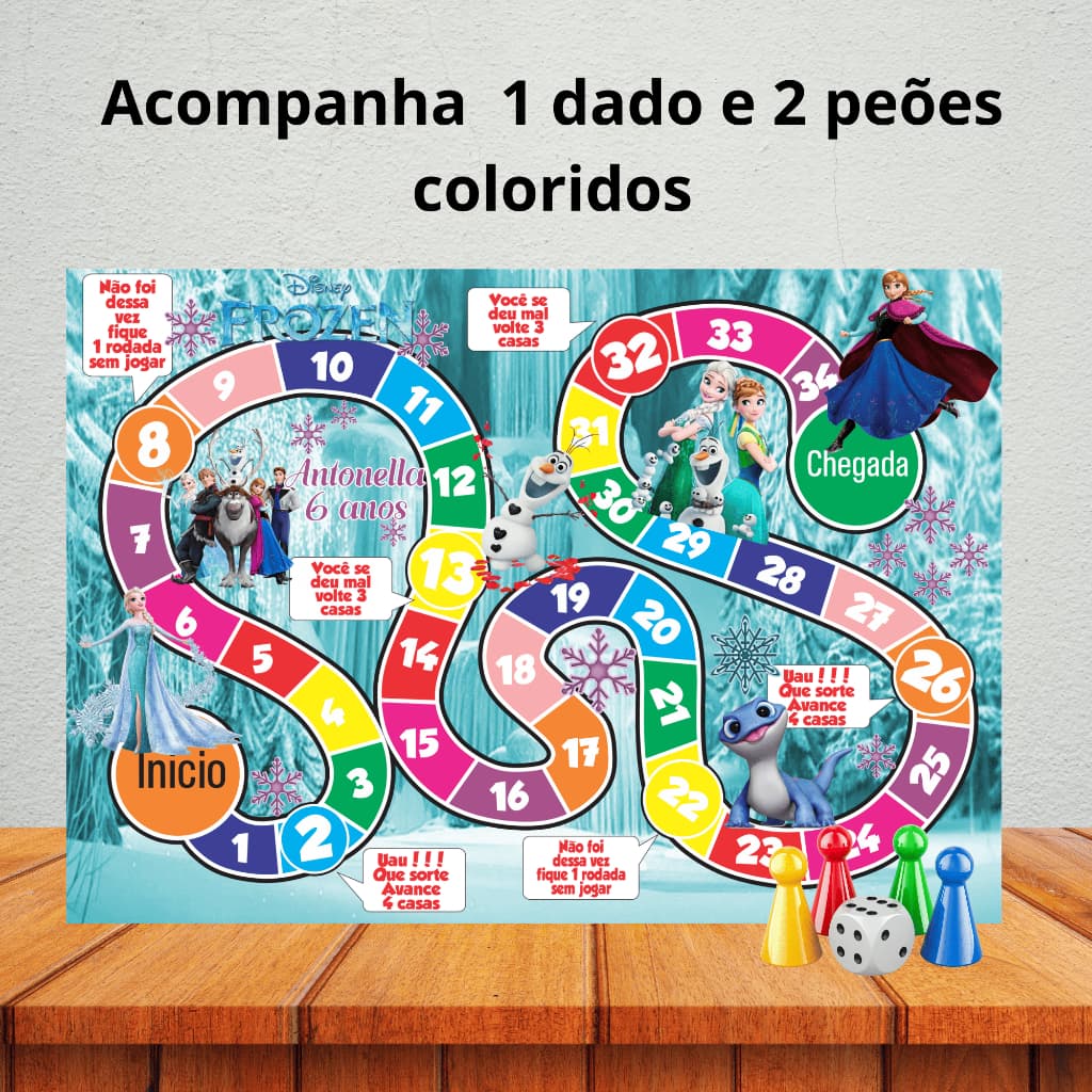 Jogo de tabuleiro para lembrancinha de aniversário/ kit festa/ personalizados - FROZEN