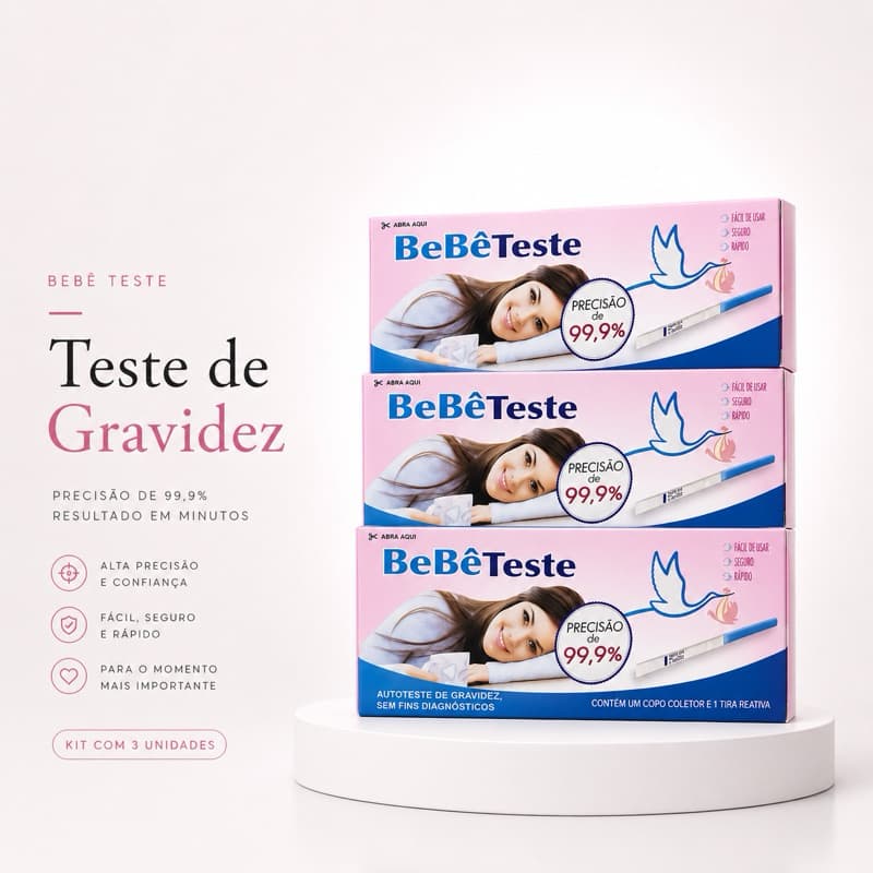 Kit 3 Testes de Gravidez BeBêTeste Autoteste Resultado Rápido Alta Precisão