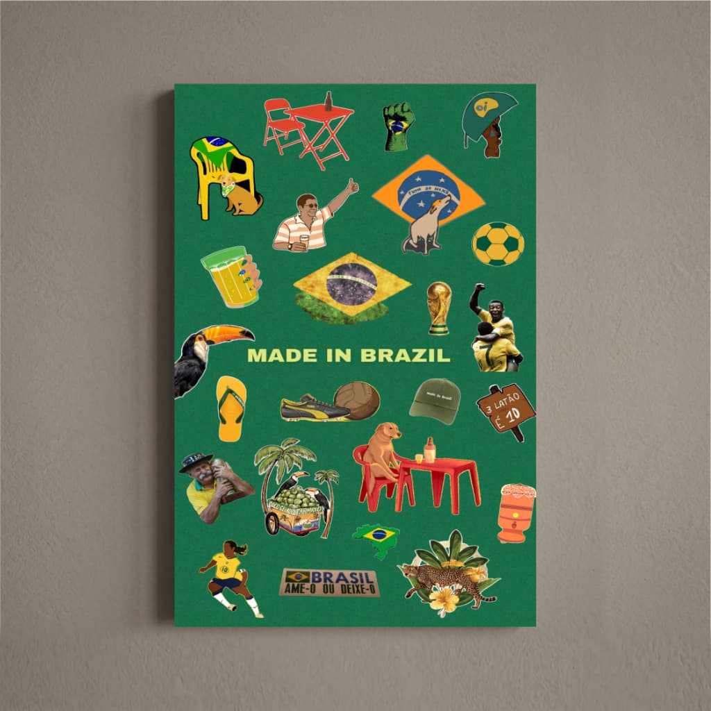 Placa Decorativa Made In Brazil Bar Brasil Seleção Copa do Mundo Decoração de Parede Divertido