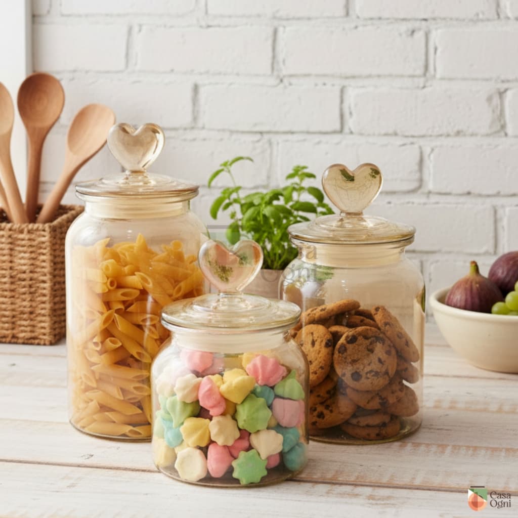 Pote de Vidro Hermético Âmbar Coração Decor Afeto Porta Mantimentos Decorativo Cozinha