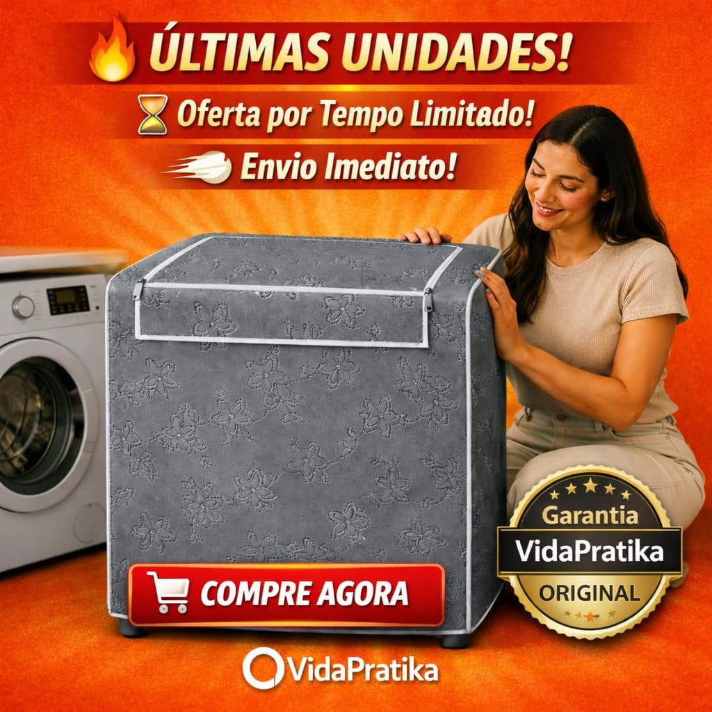 🔥 CAPA PARA MÁQUINA DE LAVAR ABERTURA FRONTAL P CINZA FLORAL COM ZÍPER 🔥