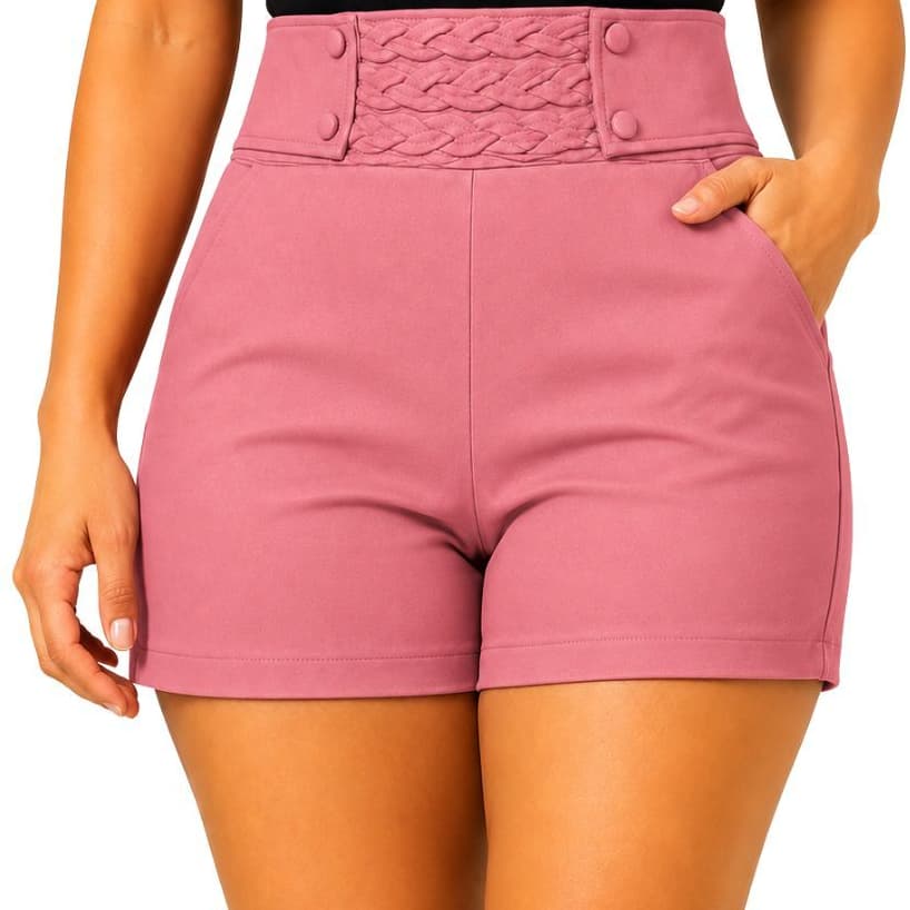 Short Alfaiataria Com Bolso Cintura Alta com Botões short casual confortável, short moda feminina.
