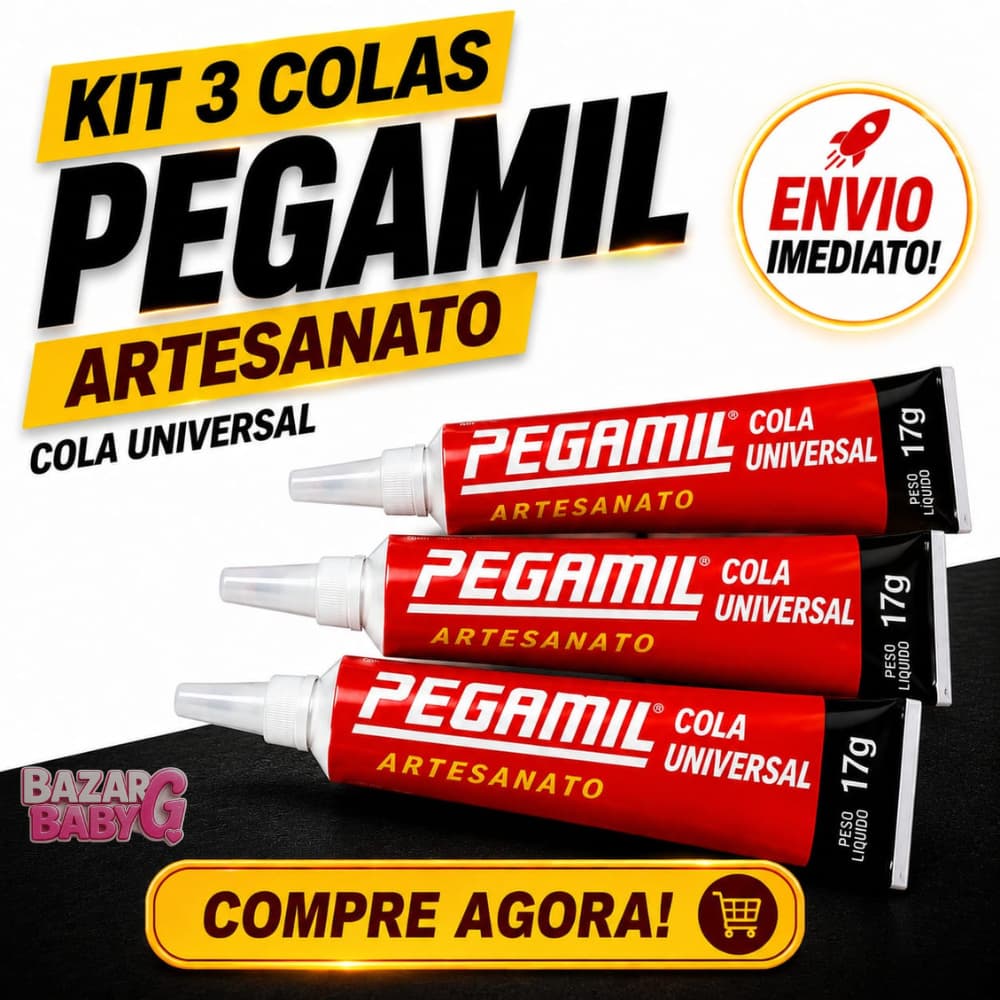Kit 3 Cola Pegamil Universal 17g Artesanato EVA MDF Madeira Papel Tecido