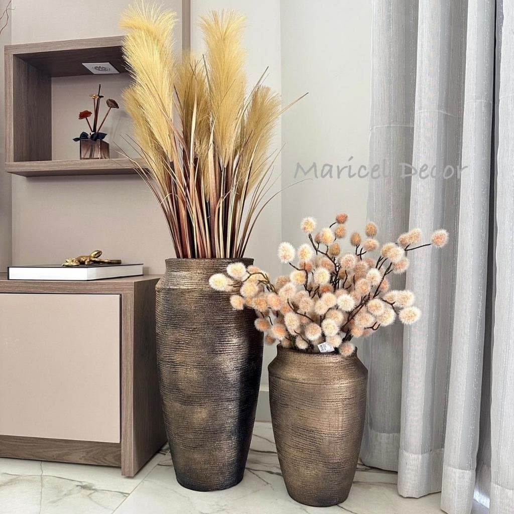 Kit 2 Vasos para plantas Decorativo Egipcio Metalico Prime Luxo Escovado Moderno