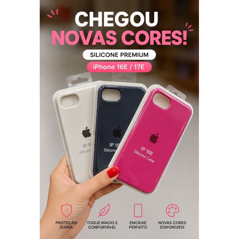 Lançamento! Capinha compativel com iPhone 17E/16E  Silicone Premium.Forrada por dentro e com a logo.