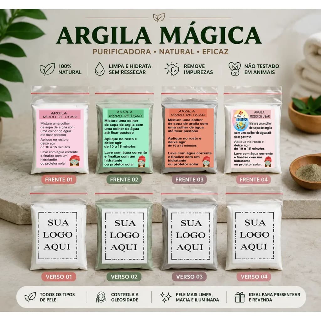 50 Saquinhos de Argila com sua marca mimo agrados para cliente lembrancinhas fidelizar
