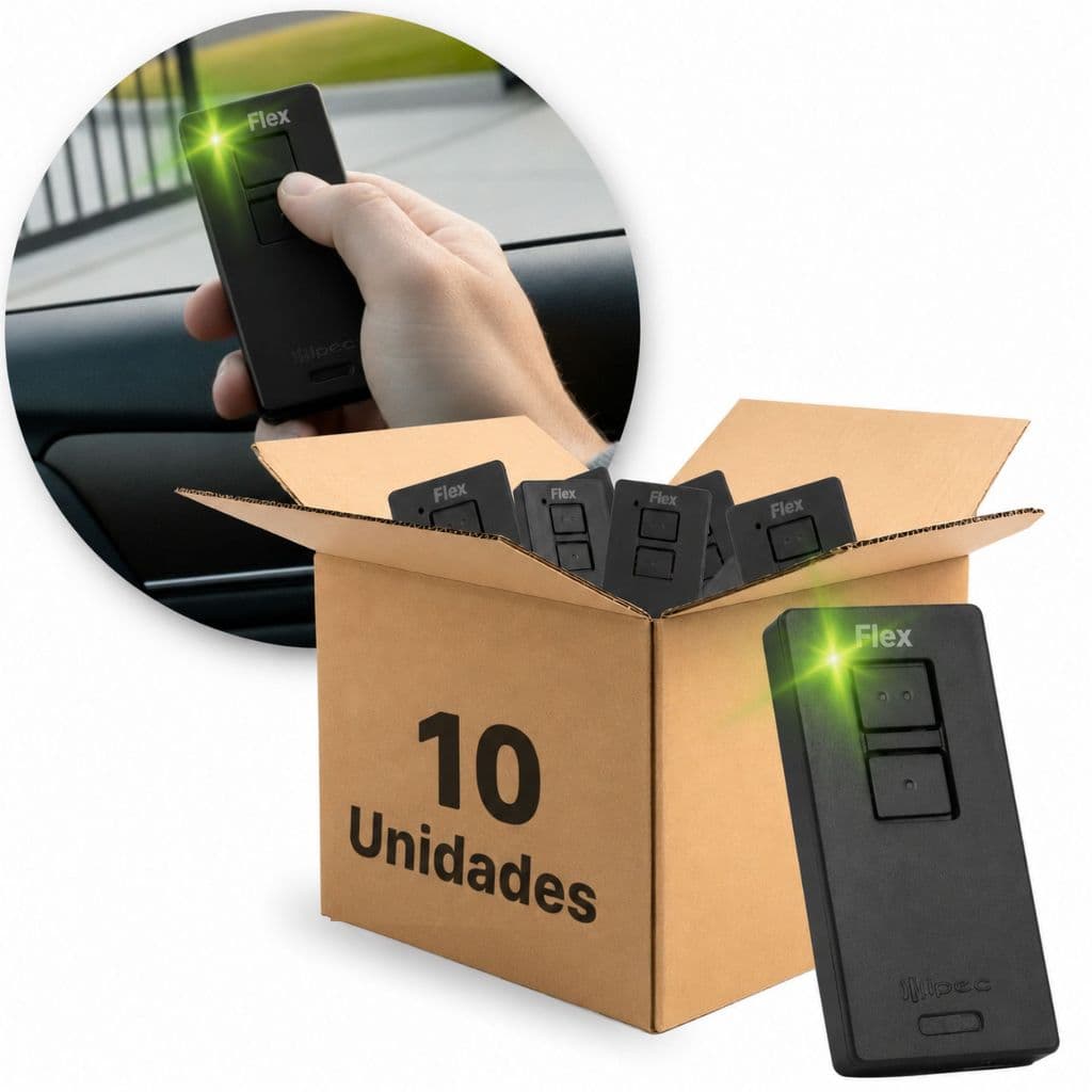 10 Controle Tx Preto Remoto Portão Eletrônico 433Mhz Ipec