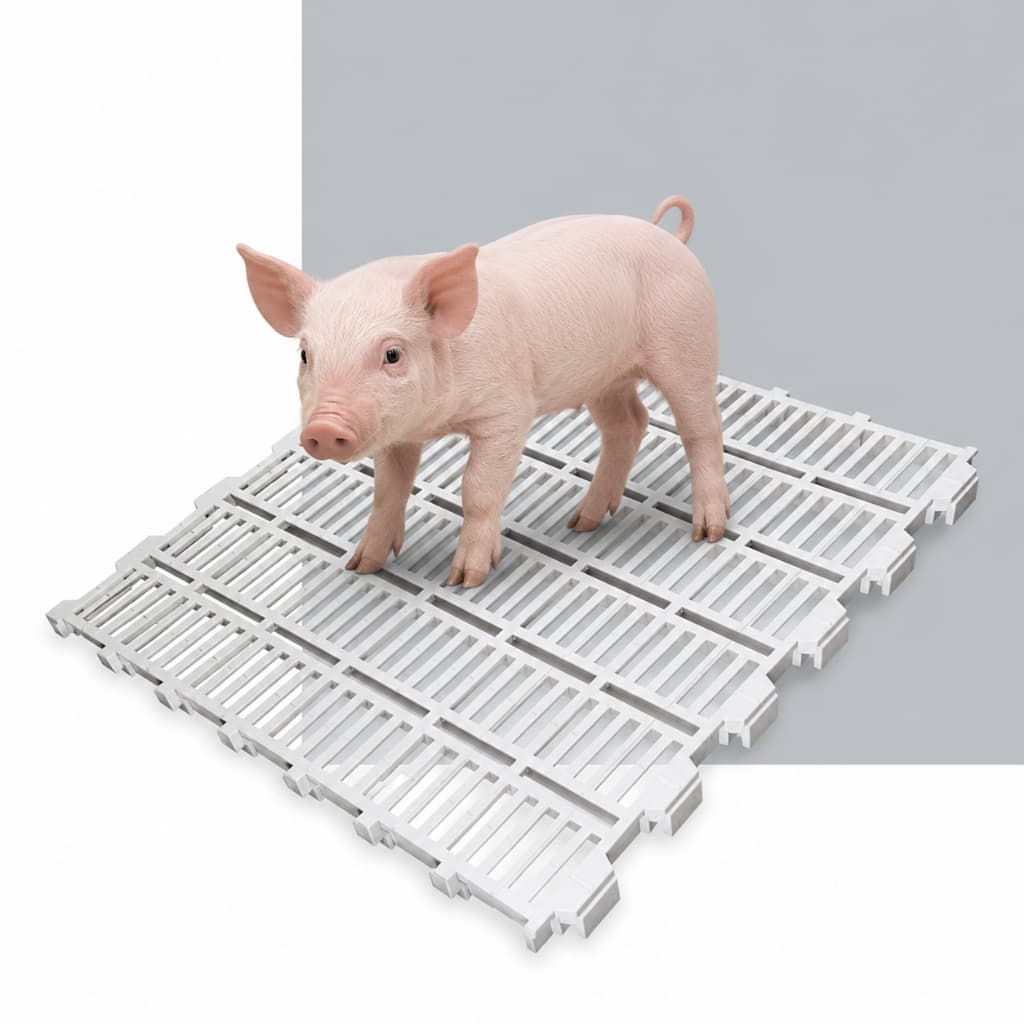 Kit 2 Pisos Plástico Grade Vazado Creche Suínos 60x60 cm Branco Reforçado Alta Resistência