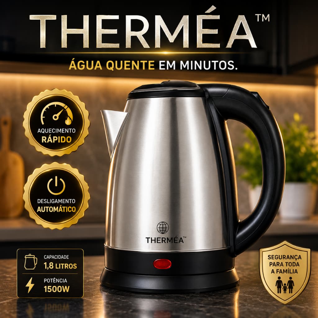 Chaleira Elétrica 1,8L Inox 1500W Aquecimento Rápido Desligamento Automático 220V