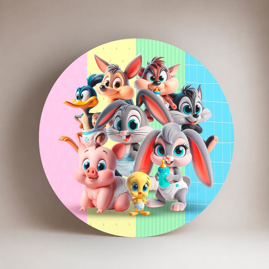 Capa Painel Redondo 1,5 m festa decoração baby novidade personagens