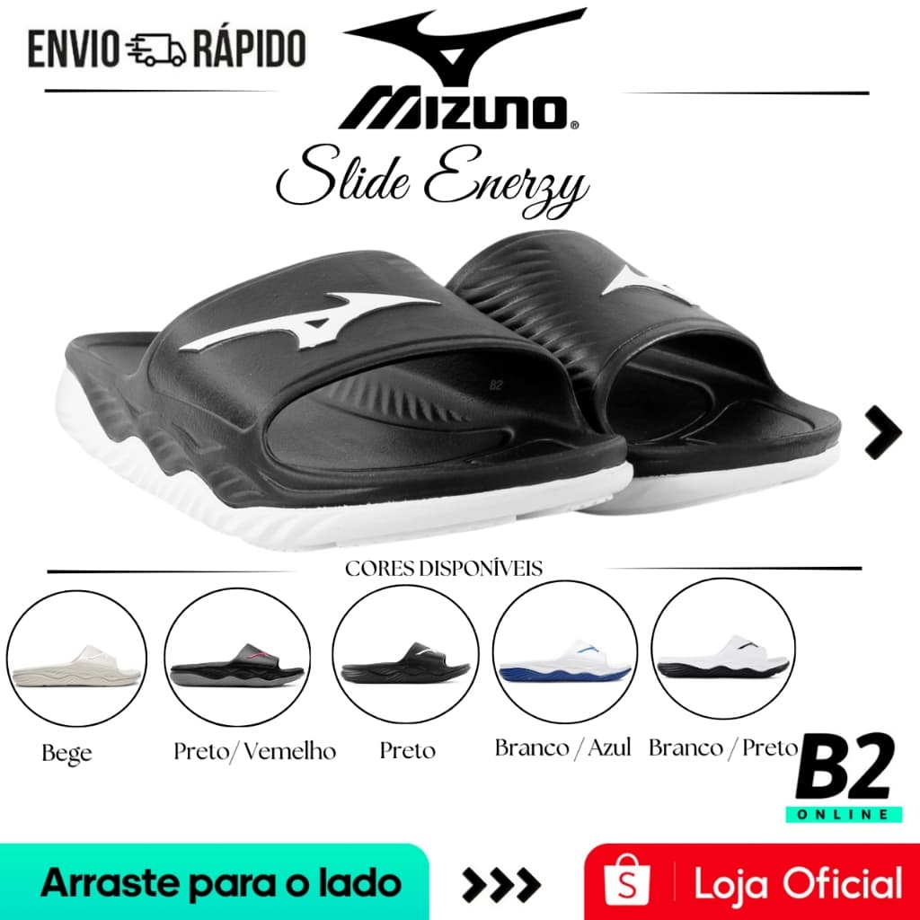 Chinelo Mizuno Slide Enerzy Unissex Original Com Nota Fiscal e Garantia