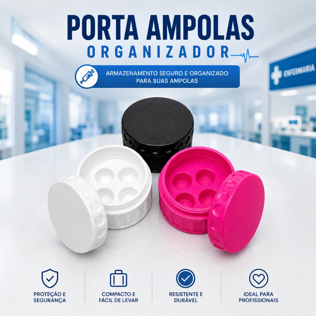 Estojo Organizador - Segurança Máxima e Design Inteligente para Ampolas, Rosa