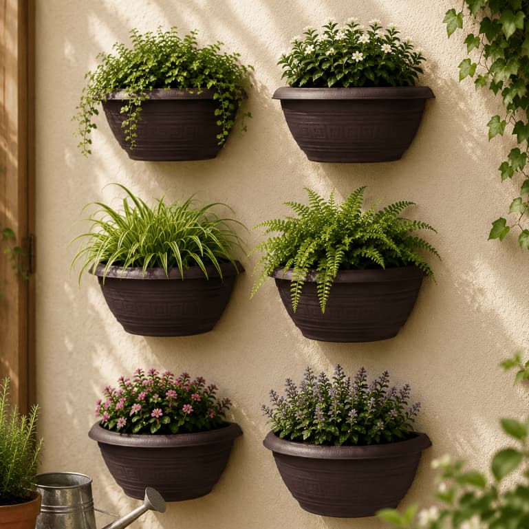 Kit 6 Vasos para Plantas Meia Lua Parede 1,7 Litros Decoração Casa Jardim