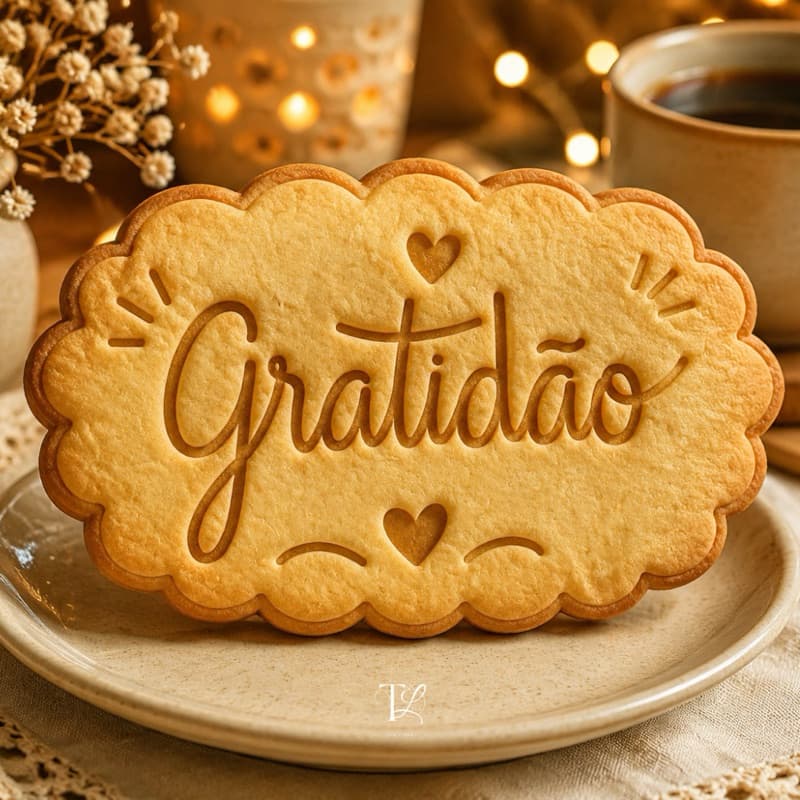 Cortador e Marcador de Biscoito Gratidão 8cm para Artigo de Confeitaria