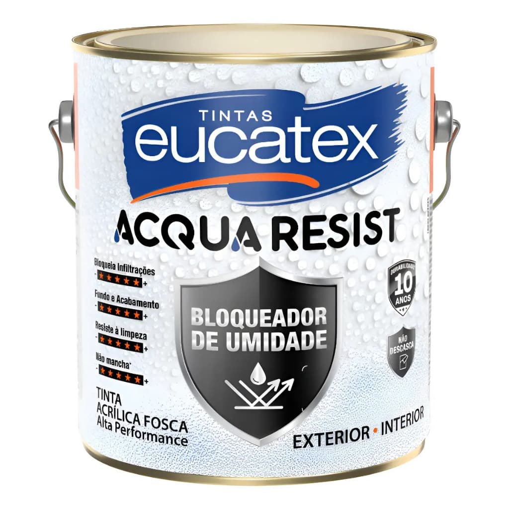Tinta Fundo e Acabamento Eucatex Acqua Resist Branca Fosca, 3,6l