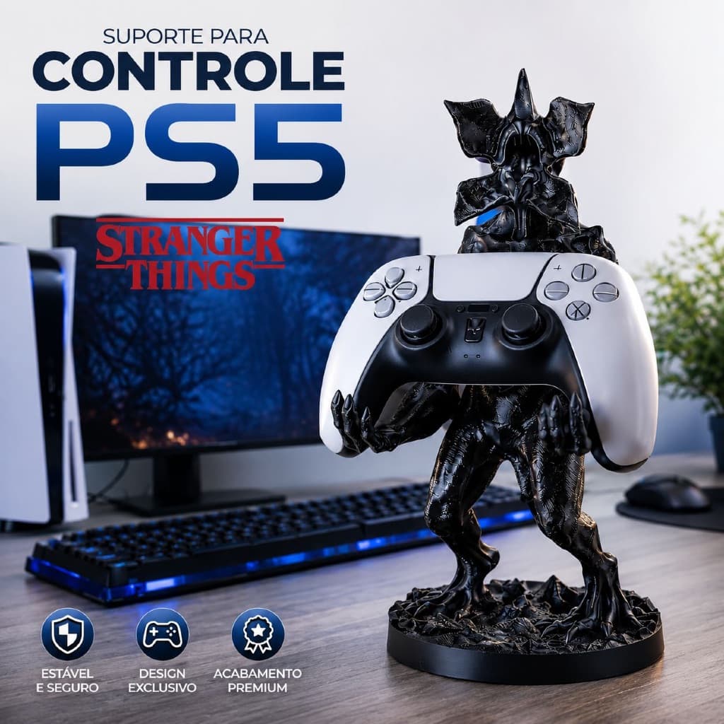 Suporte Controle PS5 Demogorgon Stranger Things Gamer PS5 PS4 Xbox PC