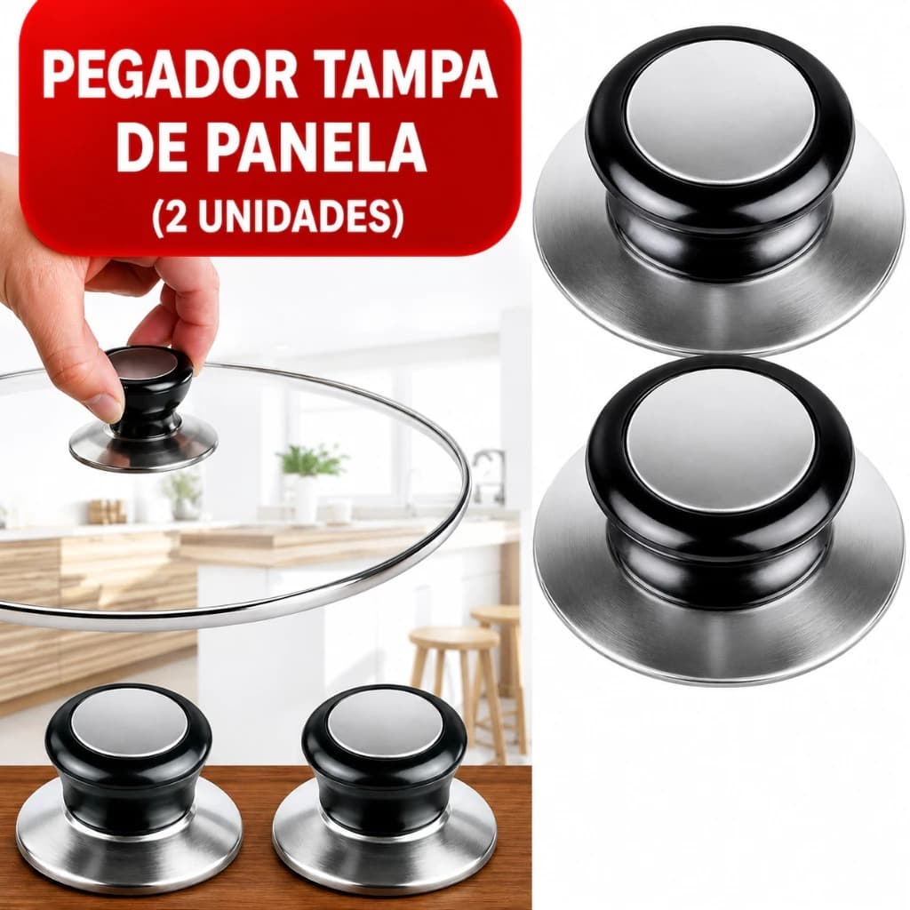 KIT 2 PEGADORES INOX PARA TAMPAS DE PANELA UNIVERSAL
