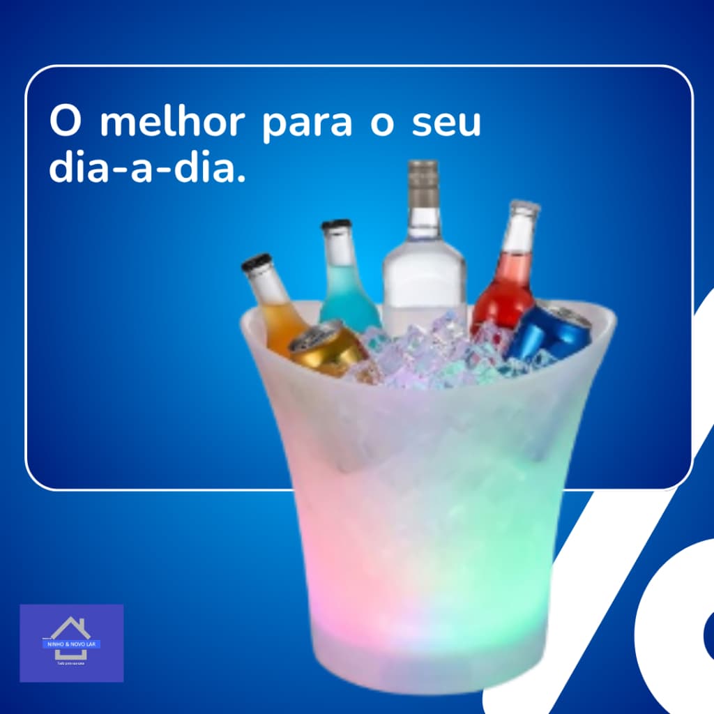 Balde de Gelo LED com Caixa de Som Bluetooth para Bebidas Festas Branco
