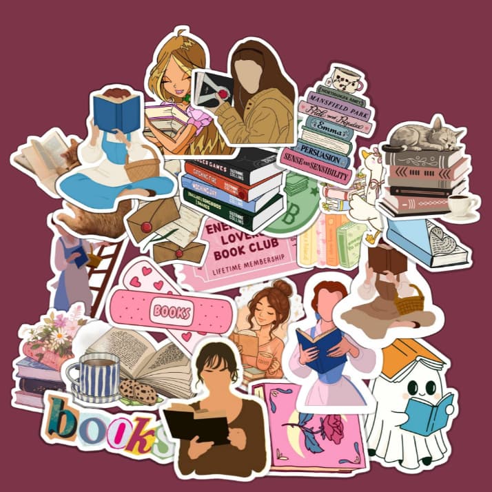 Kit 24 Adesivos Livros Love Books Literatura/ livros/ autores para Decoração de Scrapbook