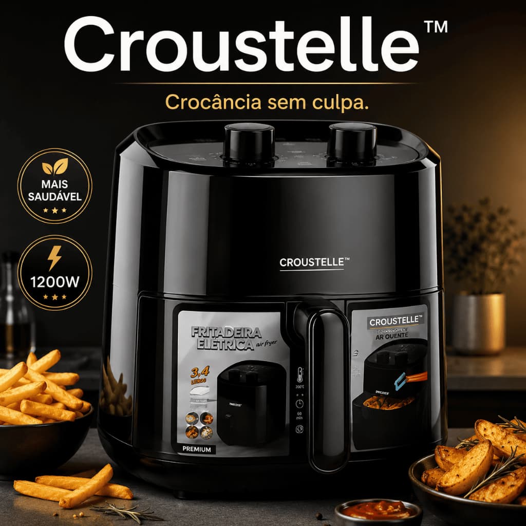 Air Fryer Croustelle™ 3,4L 1200W Sem Óleo Fritadeira Elétrica Antiaderente Cozinha Saudável 220V