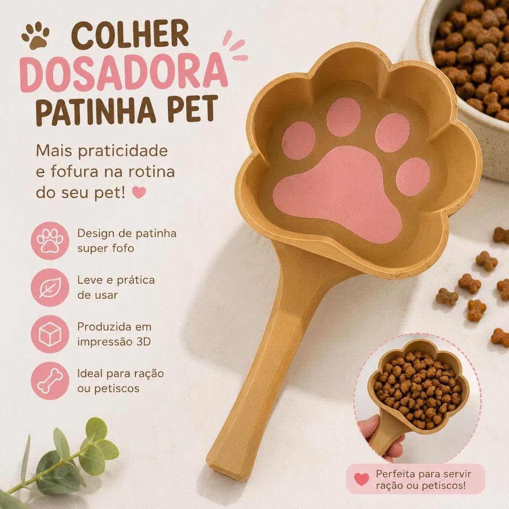 Colher Dosadora Patinha Pet 15 cm-Impressão 3D